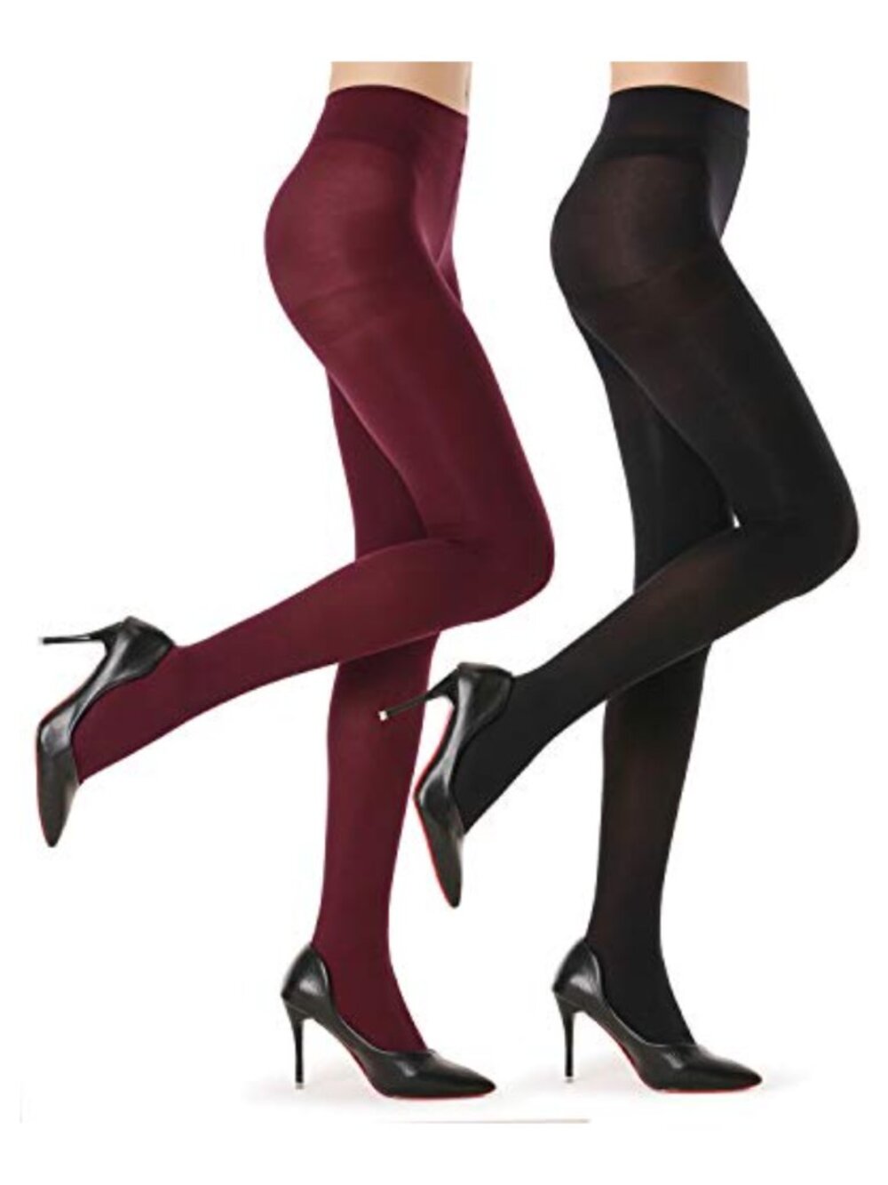 Semi Opaque Tights 40D Microfiber Control Top Pantyhose 2 Pairs